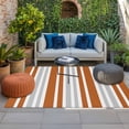 thumbnail image 2 of Burnt Orange Grey Stripe Outdoor Rug for Patio/Deck/Porch, Non-Slip Large Area Rug 6 x 9 Ft, Farmhouse Minimalist Striped Indoor Outdoor Rugs Washable Area Rugs, Reversible Camping Rug Carpet Runner, 2 of 8