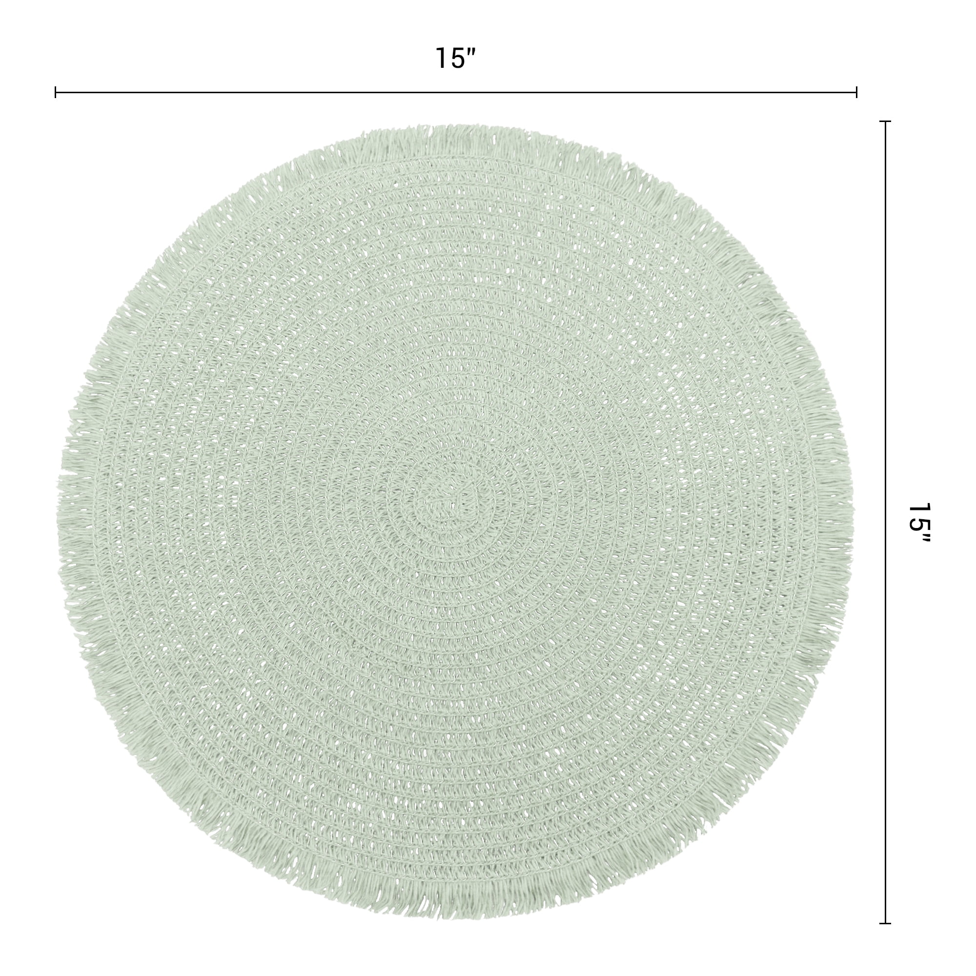 Unique Bargains Set of 6 Woven Placemats for Kitchen Use Light Green 15x15inch