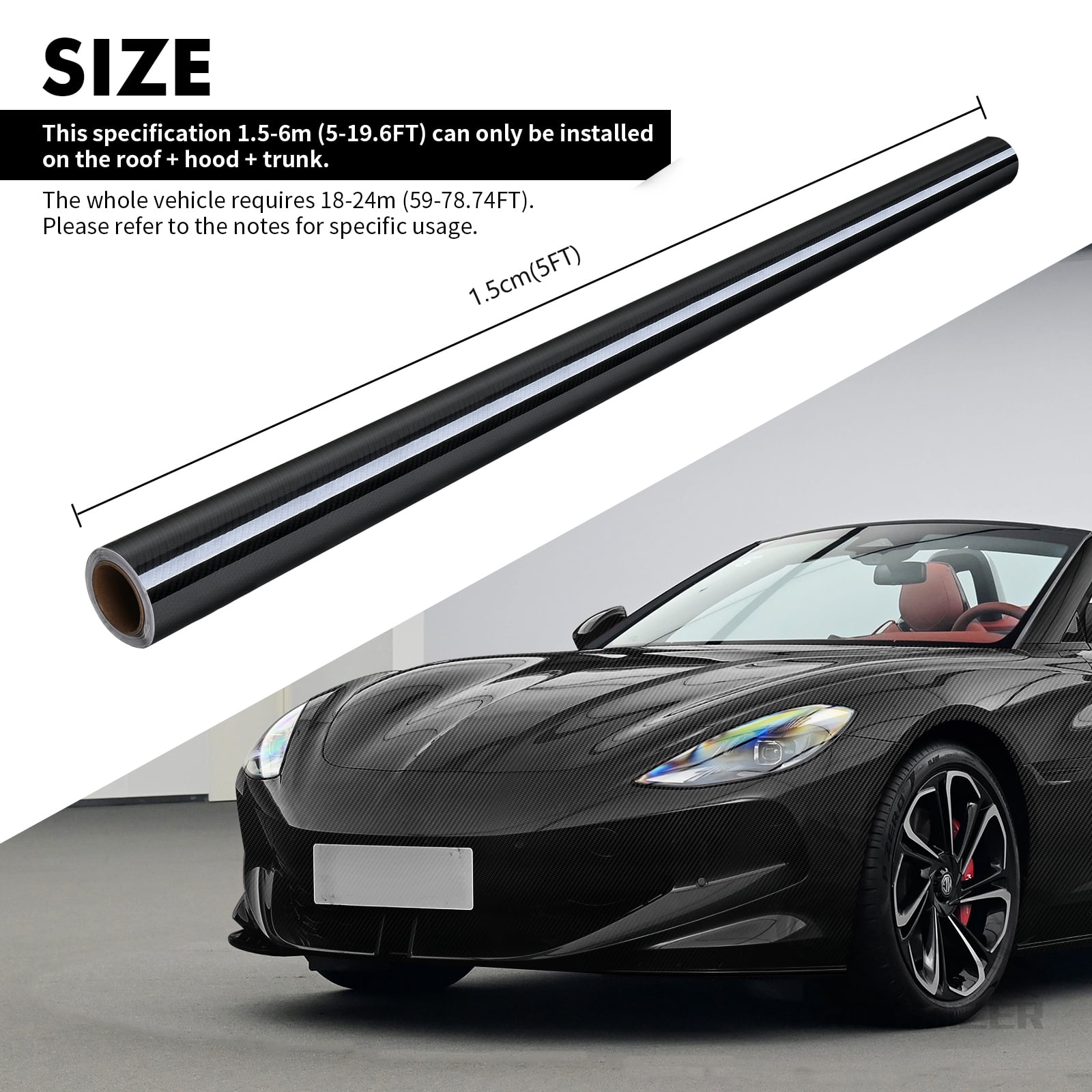 20X5FT High Glossy Black Vinyl Wrap Vehicle Sticker Decal Film Holographic Laser Vinyl Car Wrap Decal Sticker Film