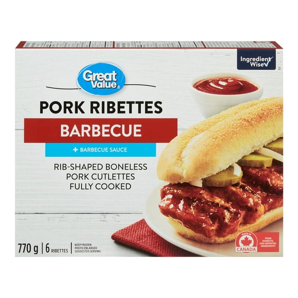 Great Value Barbecue Pork Ribettes, 6 ribettes, 770 g 