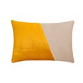 thumbnail image 1 of Funda de almohada lumbar amarilla de 30 x 40 cm (12 x 16 pulgadas), almohada rectangular de terciopelo con diseño patchwork y bloques de color, estilo moderno - Amarillo azafrán velutino, 1 of 3