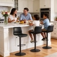 thumbnail image 4 of FIRAVOE Bar Stools Set of 3, Swivel Counter Height Bar Stools with Back, Ergonomic Adjustable Barstools Counter Stools Leather Bar Chairs for Kitchen Island, Black, 4 of 11