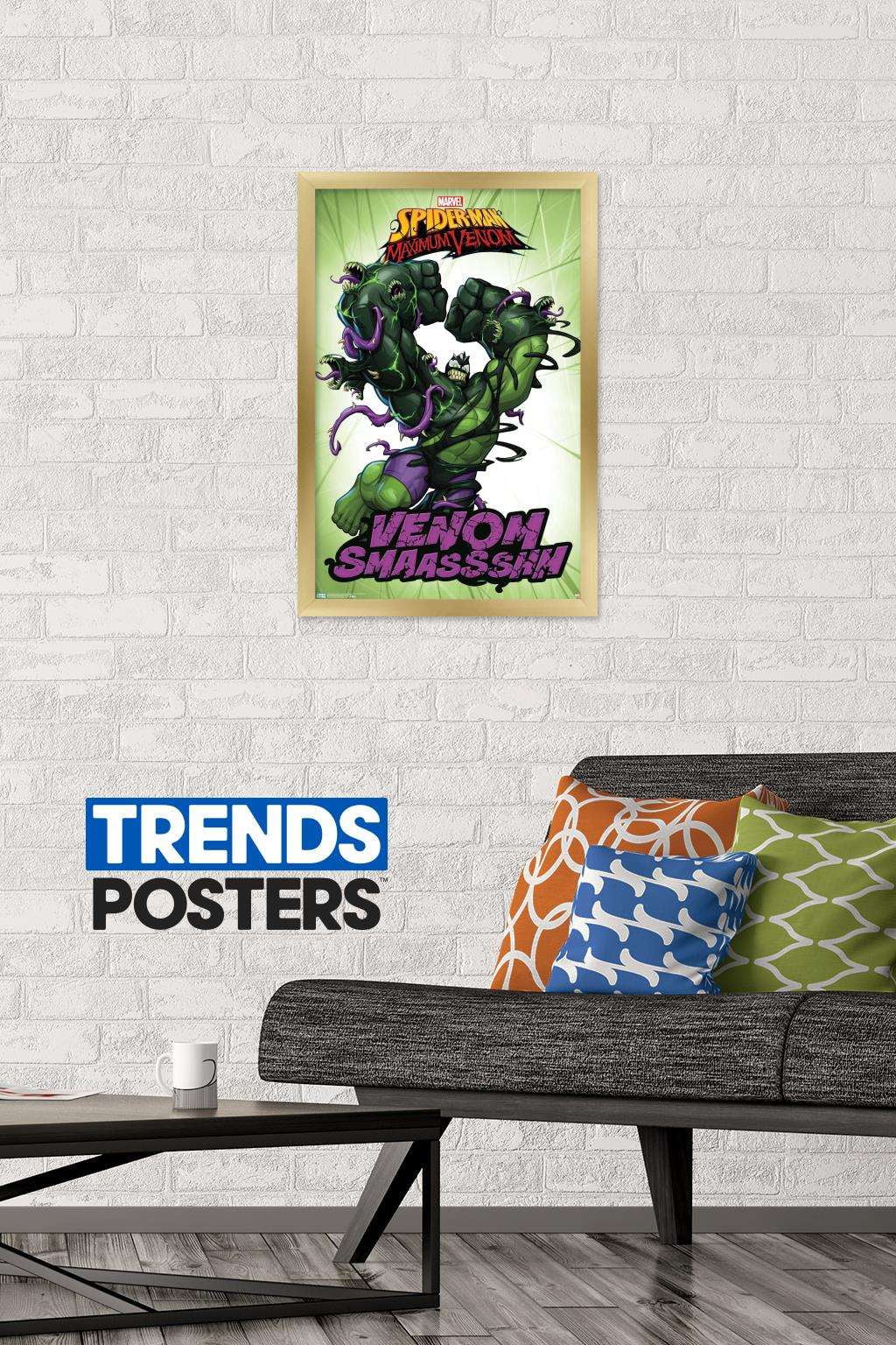 Marvel Comics TV - Spider- Man: Maximum Venom - Venom Smash Wall Poster, 14.725" x 22.375", Framed