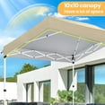 thumbnail image 5 of Hoteel 10x10 Pop Up Canopy with 1 Sidewall, Outdoor Shade Canopy Tents for Parties, Camping, Easy Carport Canopy with One-Button Setup, Portable Bag, 4 Weight Bags, Guy Ropes & Stakes, Beige, 5 of 11