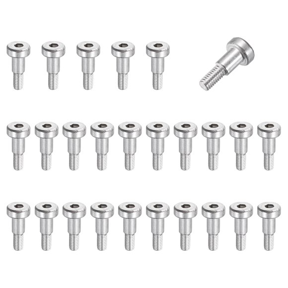 26 Pcs 304 Stainless Steel Shoulder Bolt 5mm Shoulder Dia 6mm Shoulder Length M4x0.7 Thread Hex Socket Shoulder Bolts for Hydraulic Injection Molding Machinery Industries