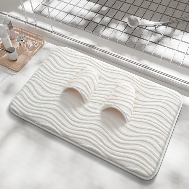 Alfombra de baño con patrón de olas 23.6x15.7 pulgadas, alfombra de puerta de microfibra absorbente y antideslizante para ducha y uso doméstico