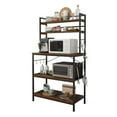 thumbnail image 2 of Ktaxon 67" 5-Tier Industrial Baker's Rack, Microwave Oven Stand, Free Standing Kitchen Island Utility Cart Storage Shelf Organizer with 10 Hooks, Rustic Brown Finish, 2 of 11
