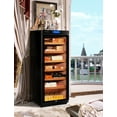 thumbnail image 3 of Cigar Climate Control Cabinet, Raching 330L Cigar Humidor Cabinet for Storing&Aging, Wood Frame with Constant Temperature and Humidity System, 6 Premium Canada Cedar Trays - Piano Paint Black, 3 of 9
