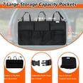 thumbnail image 4 of Organizador para cajuela de coche, bolsa colgante de gran capacidad para coche con 7 bolsillos ampliados, 2 barras largas mágicas, bolsa de almacenamiento organizada, color negro, 4 of 7