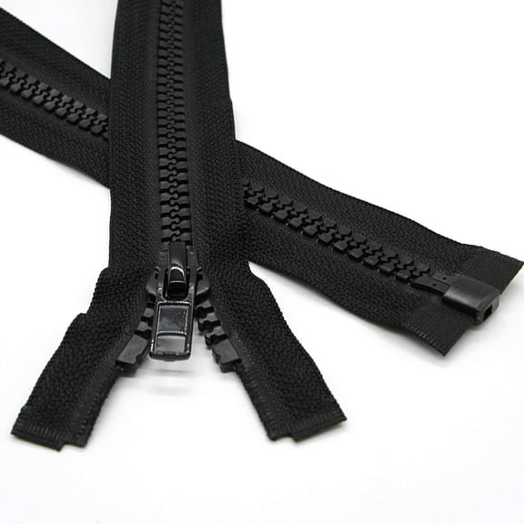 2PCS #10 28 Inch Separating Jacket Zippers for Sewing Coat Jacket Black Tape Heavy Duty Zippers Bulk for Winter Coat Large Molded Plastic Zippers (28" 2pcs) 10#-Black-2PCS #10-28"