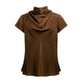 thumbnail image 4 of LIZUOJUNF Women Silk Satin Tops Cowl Neck Short Sleeve Casual Office Work Blouse Tops, 4 of 4
