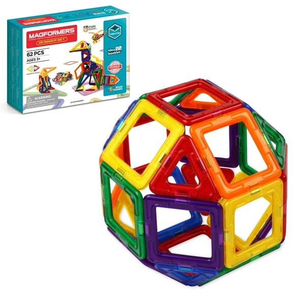 Magformers Designer 62-Piece Set - Magnetic Tiles Building Blocks, Educational Kit, STEM Toy Set - Magnetic Building Tiles for Kids to Develop Problem-Solving Abilities and Shap
