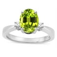thumbnail image 2 of Star K � 3 Three Stone Oval Genuine Peridot Classic Engagement Promise Ring, 2 of 9