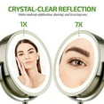 thumbnail image 3 of Ovente LED Lighted Tabletop Cosmetic Mirror, 7 Inch, Dual-Sided 1x/7x Magnification, Rechargeable & Wireless, Nickel Brushed (MCTR70BR1X7X), 3 of 7