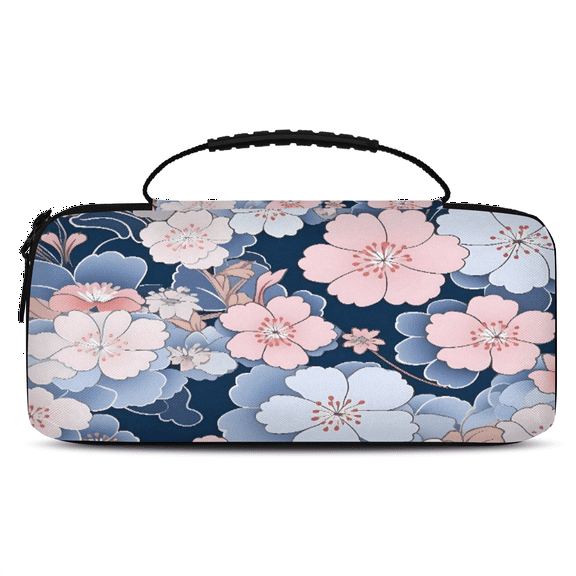 Herdesigns Pink Blue Cherry Blossom Carrying Case for Nintendo Switch 2 with 20 Game Card Slots, Portable Travel Carry Case for Accessories and Console