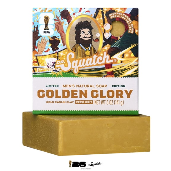 Dr. Squatch FIFA Mens Bar Soap, Natural Bar Soap for Men, FIFA World Cup 2026â„¢ Limited Edition, Golden Glory, 5 Oz