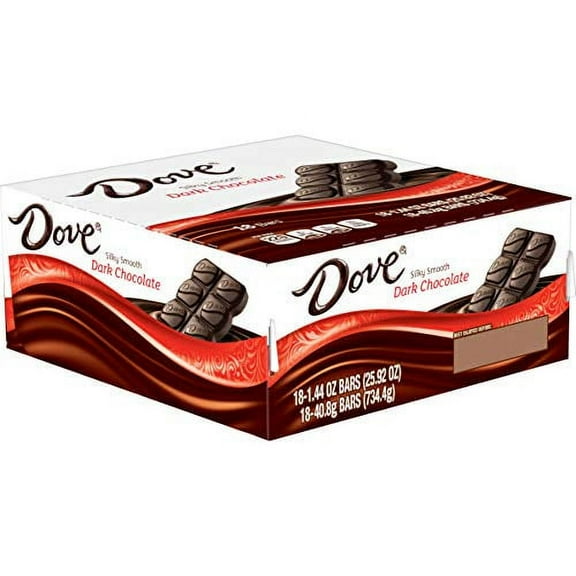 DOVE Candy Dark Chocolate Bars, Full Size, 1.44 oz (Pack of 18) Box