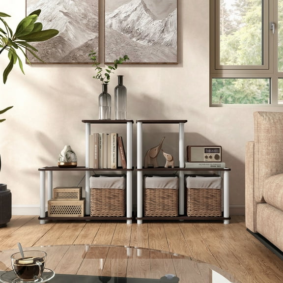 Quincy 30.1 in. Tall Wood 3-Shelf Modular Shelving Unit With Support Rods