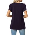 thumbnail image 4 of JUNWELL Blouses d'Été Tendance pour Femmes Col Carré Manches Courtes Tunique Décontractée Couleur Unie Plissée Évasée Bleu m, 4 of 6