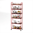 thumbnail image 3 of 6 Tier Rolling Slim Storage Cart Metal with 4 Lockable Wheels & Baskets Storage Shelf Cart for Kitchen Bathroom Laundry Small Space Office,Red, 3 of 7