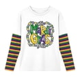 thumbnail image 6 of KKBOTIVE Kids Mardi Gras Outfit Casual Striped Long Sleeve Shirt Round Neck Tops for Boys Girls Daily Festive Tees Pullover, White Size: 5-6 Years, 6 of 6