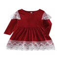 thumbnail image 1 of Robe Patchwork en Velours à Manches Longues et Col Rond pour Enfant, 1 of 6