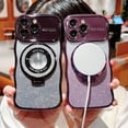thumbnail image 3 of Dteck for iPhone 15 Pro Max Glitter Bling Electroplated Case,Compatible with MagSafe Kickstand,Cute Curled Wave Edge Phone Cover,Large Window Full Camera Protection,Black, 3 of 6