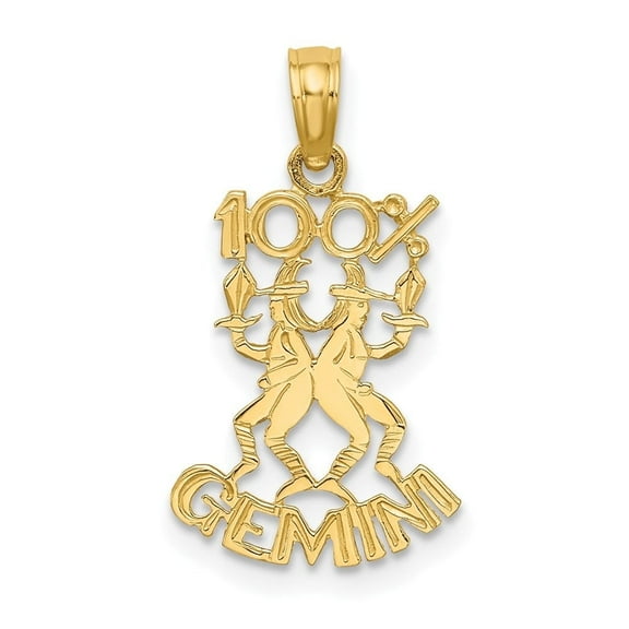 Diamond2Deal 14k Yellow Gold 100% GEMINI Zodiac Charm Pendant for Women (L- 0.78 inch, W- 0.47 inch)
