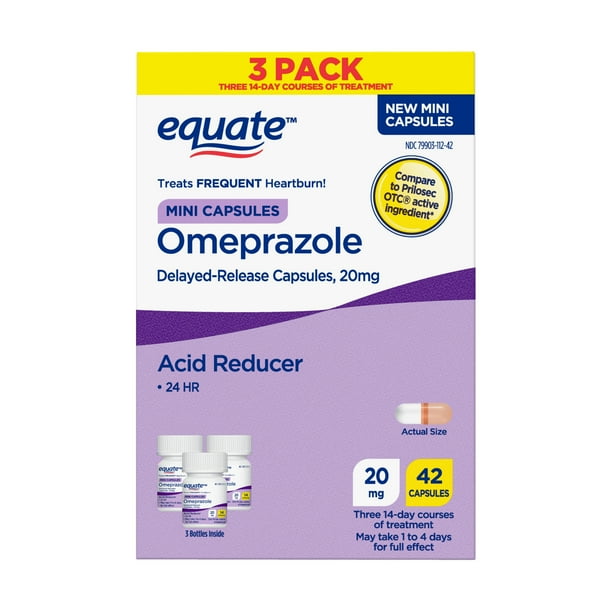 Equate Omeprazole Delayed Release Mini Capsules 20 mg, Frequent ...