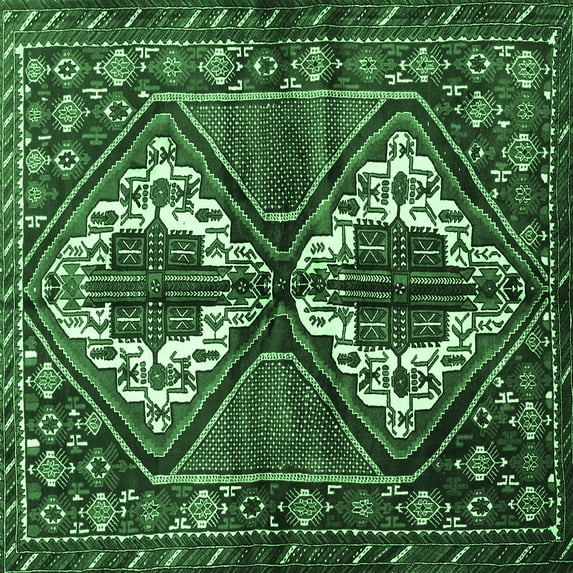 Ahgly Company Indoor Square Persian Emerald Green Traditional Area Rugs, 5' Square