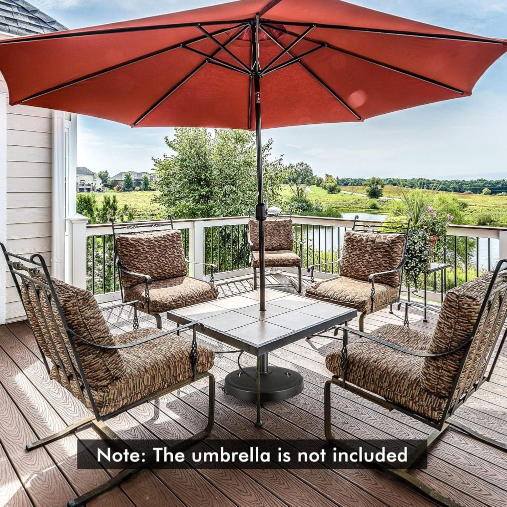 WJSP 51 lbs Patio Umbrella Base with Wheels, 20.5 Inches Heavy Duty Round Outdoor Umbrella Stand for 10 ft Table Market Offset Umbrella, Fit Umbrella Pole 1.5-1.9 inches, Weighted Umbrella Base