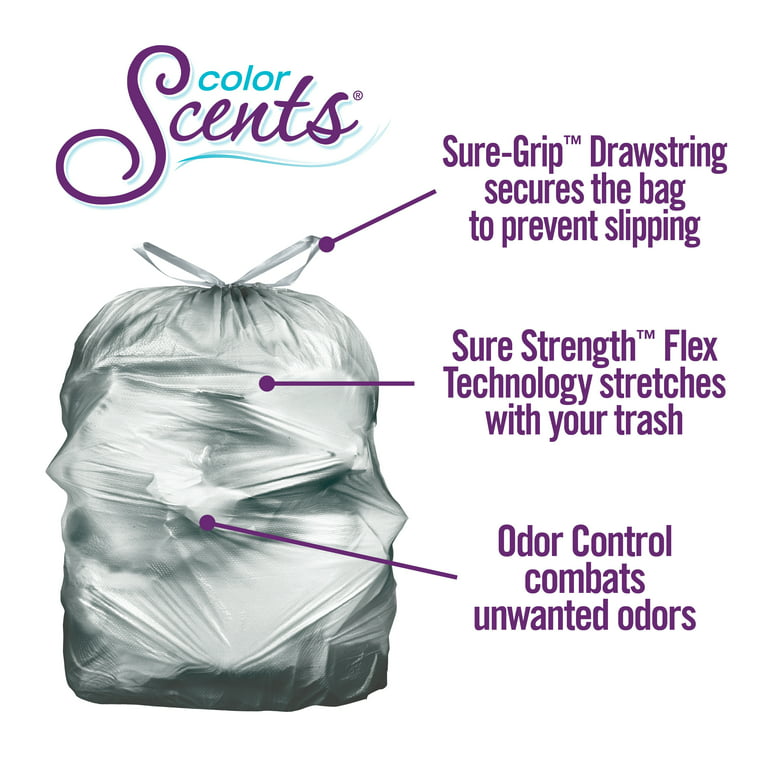 Color Scents Medium Trash Bags, 8 Gallon, 40 Bags (Simply Clean Scent,  Drawstring) 