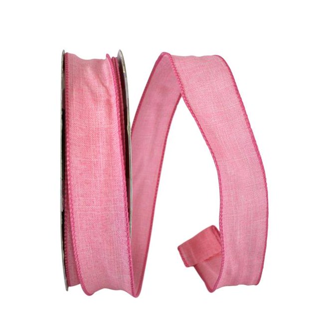 Reliant Ribbon 92573W-061-09K Everyday Linen Value Wired Edge Ribbon - Pink - 1.5 in. x 50 yards
