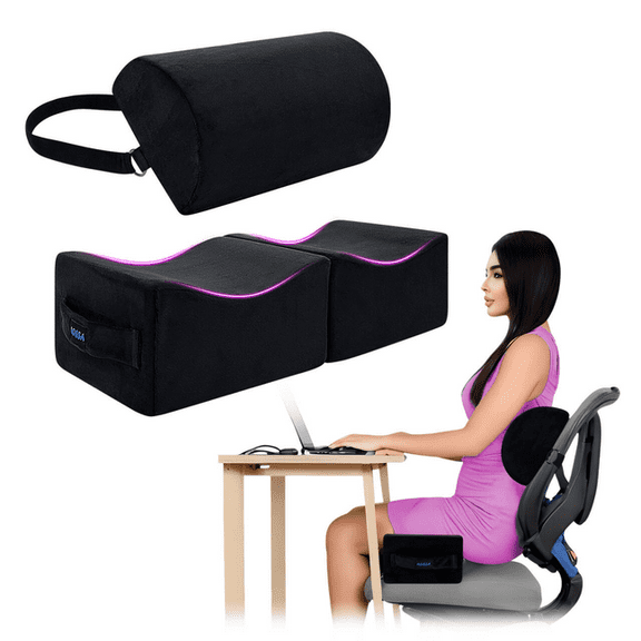 Butt Support Pillow with Back Cushion – Firm BBL Sitting Pillow with Velvet Cover, Foldable Design, Fits Office Chair, Car Seat, Travel Use