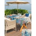 thumbnail image 5 of Outdoor Tablecloth with Umbrella Hole for Patio/Picnic/Party/Camping, Teal Sea Turtle Waterproof Table Cloth Rectangle Table Cover Washable, Coastal Summer Beach Coral Seaweed Vintage (60"x 120"), 5 of 8