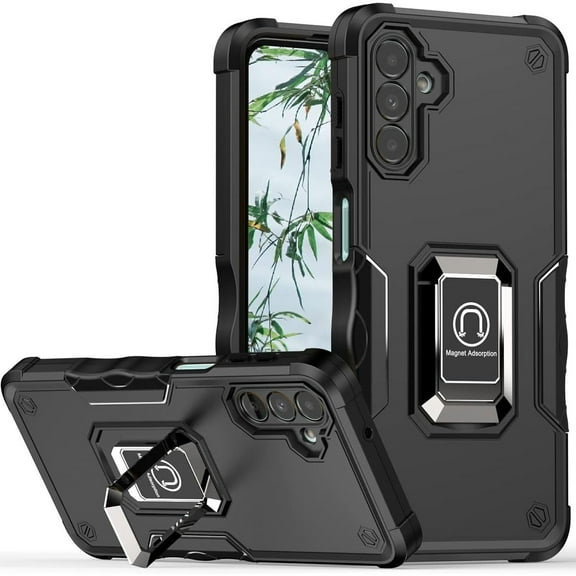 Military Grade Shockproof Hybrid Armor Case with Ring Grip for Samsung Galaxy A14 5G - Black