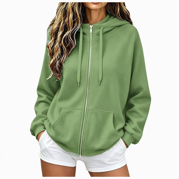 merlath 2026 Zip Up Hoodies for Women Fall Winter Casual Sweatshirts Zipper Oversized Lightweight Cute Jackets with Pockets Size 3XL