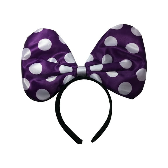 Big Polkadot Purple Bowtie Light Up Flashing Headband Costume Accessory