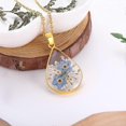 thumbnail image 2 of Forget-me-not and wild carrot flower pressed wildflower necklace | teardrop pendant necklace | gold plated pressed flower necklace | handmade necklace, 2 of 4