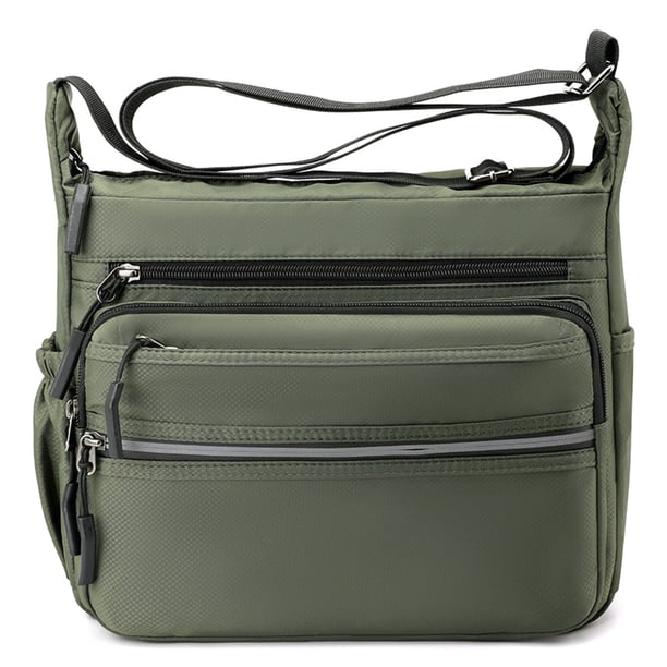 Bolso de hombro, bolso de hombro de nailon impermeable, bolso de mensajero multibolsillo