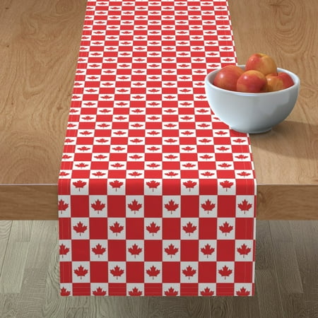 

Cotton Sateen Table Runner 72 - Canadian Flag Canada Red White Maple Leaf Christmas Winter Geometric Print Custom Table Linens by Spoonflower