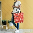 thumbnail image 4 of FORMRS Womens Canvas Tote Bag with Zipper Inner Pocket Shoulder Handbag, Red Christmas Ornaments Pattern, 4 of 7
