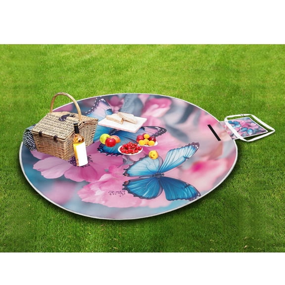 Picnic Blankets Teencool Beach Blanket Creatively Blue Flutter Serenade Pattern Outdoor Blanket for Travel