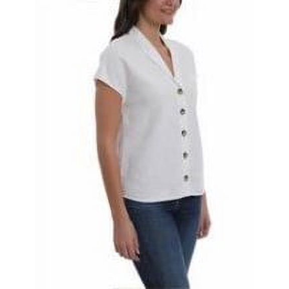Briggs Ladies' Linen Blend Button Up Shirt, Ivory XS