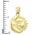 thumbnail image 4 of 14k Real Solid Gold Sun and Moon Pendant for Necklace with 18" Chain, Celestial Jewelry, Astrology Gifts for Her, 4 of 6