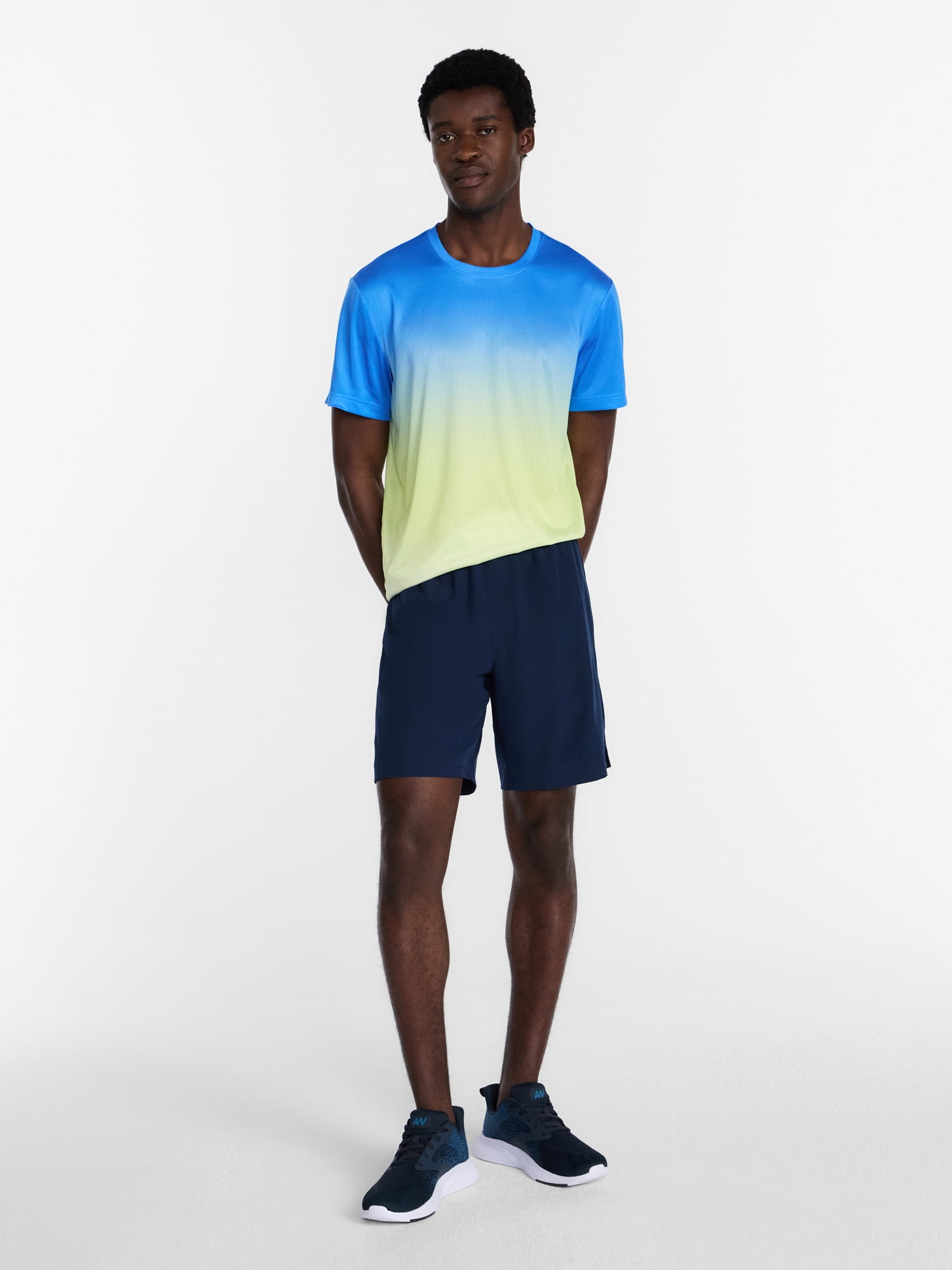 Athletic Works Men's and Big Men's Active Ombre Perforated Mesh Performance Tee Shirt, Sizes XS-5XL