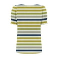 thumbnail image 4 of Tops for Women Summer Casual Ruffle Trim Sleeve Square Neck T-Shirts, Striped Printed Loose Fit Blouse, Stylish and Comfortable Short Sleeve Top, Limited Time Off, 4 of 6