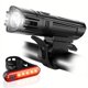 thumbnail image 1 of Juego de luces de bicicleta súper brillantes, potentes luces LED delanteras y traseras recargables por USB, batería de litio de 2000 mAh, resistente al agua, 4 modos de iluminación, luces para bicicle, 1 of 5