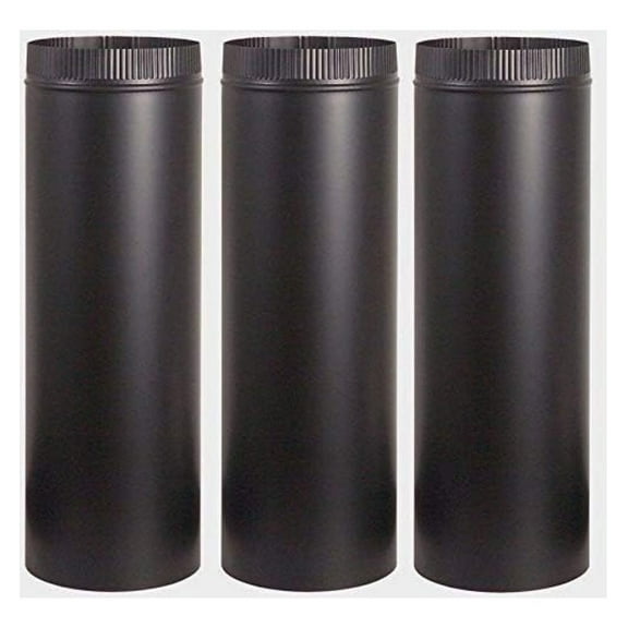 3~ Stove Pipe 6" Dia. x 24" Long Black Stove Pipe 24 Gauge Single Wall Steel Black Matte Finish Building Supplies