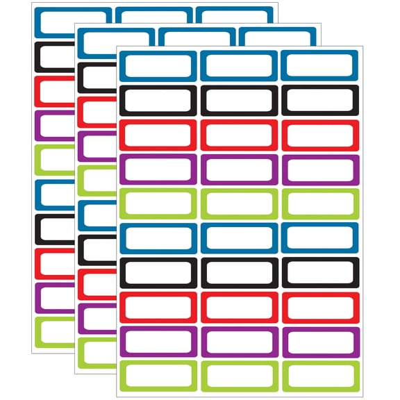 Ashley Productions Die-Cut Magnetic Foam Assorted Color Labels/Nameplates, 30 Per Pack, 3 Packs